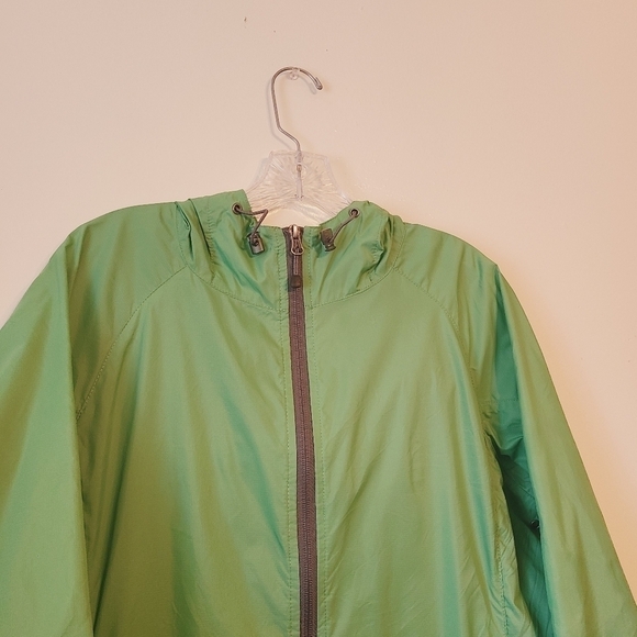 Eddie Bauer | Women's Green & Gray Full Zipper Nylon Rain Jacket (Size Large) - Picture 3 of 15